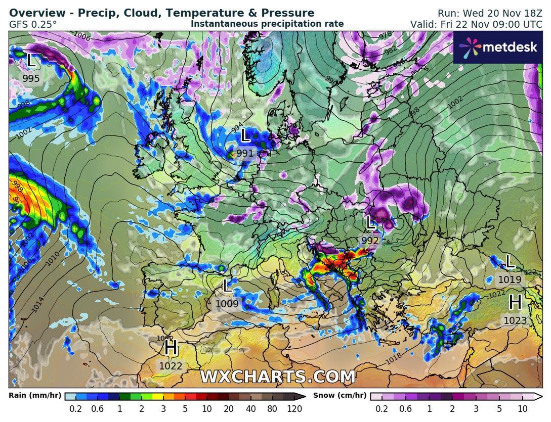 Prognoza opadów śniegu w piątek