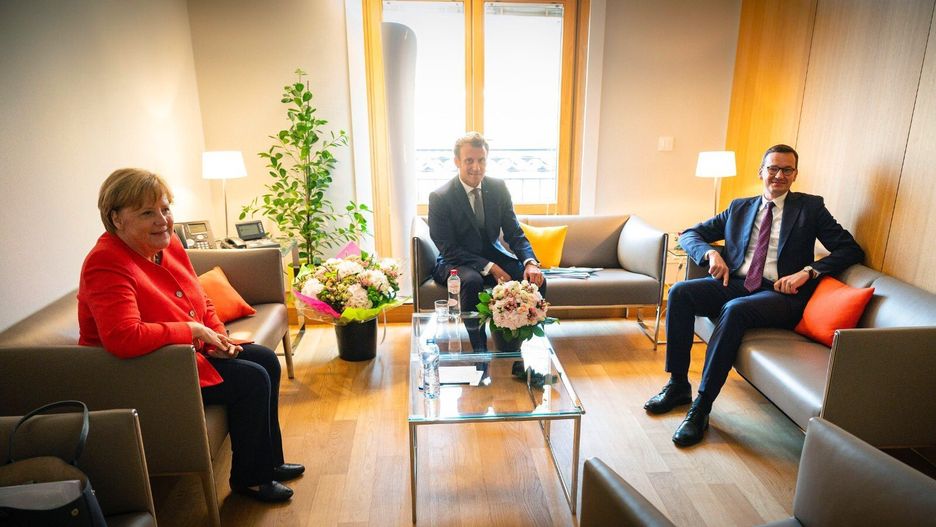 Angela Merkel, Emmanuel Macron, Mateusz Morawiecki