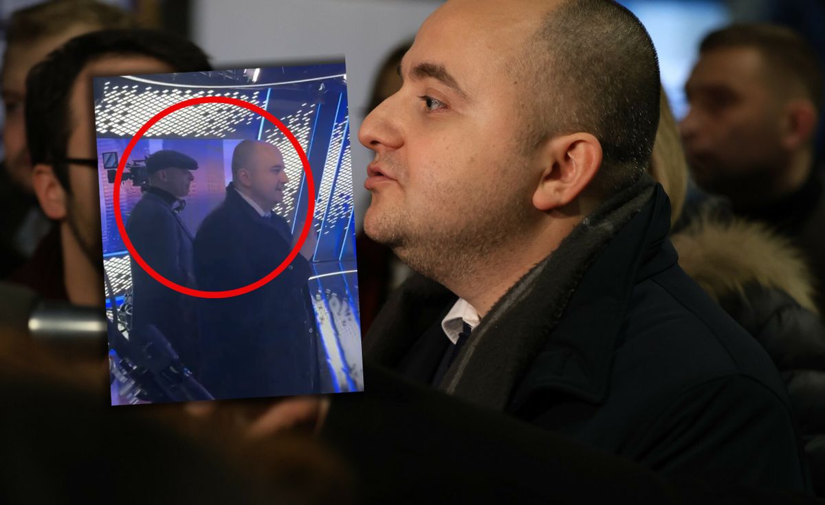 Poseł Dariusz Matecki podczas interwencji poselskiej w TVP