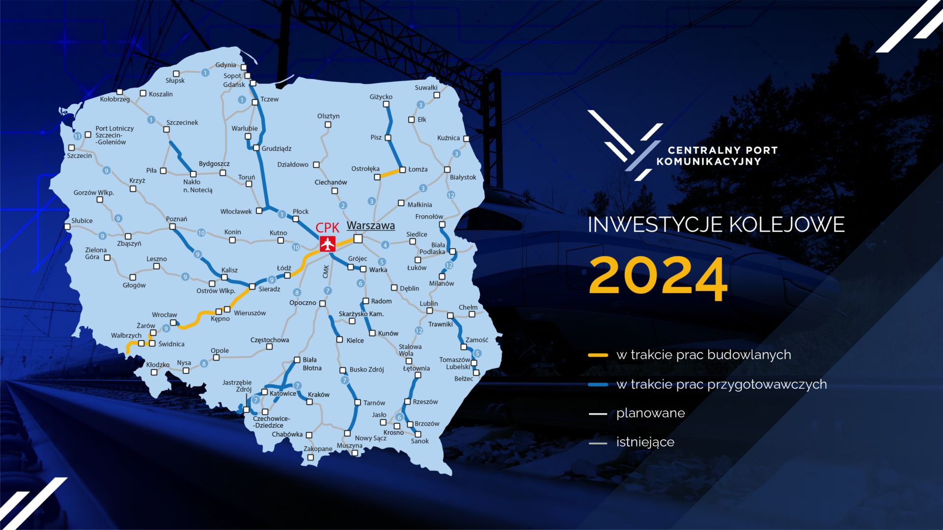 Zakładany przez CPK stan prac nad budową siatki KDP w Polsce w przyszłym roku