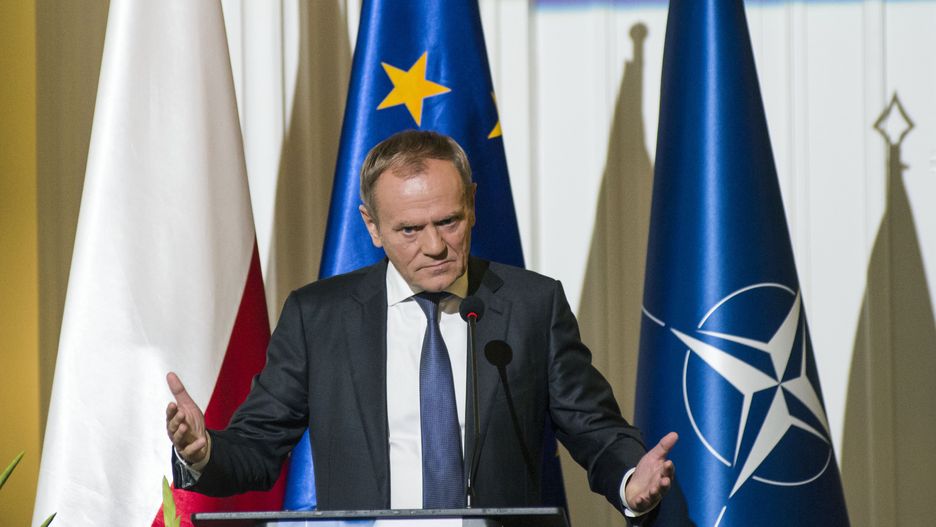 WARSAW, MAZOWIECKIE, POLAND - 2022/09/20: Chairman of the Civic Platform (Platforma Obywatelska) party, Donald Tusk speaks during the conference in Warsaw. The conference "Security of NATO's eastern flank - the role of Poland" was held in Warsaw on the occasion of the 25th anniversary of the start of accession negotiations between Poland and NATO.
Former Presidents of the Republic of Poland, Aleksander Kwasniewski and Bronislaw Komorowski, invited opposition leaders and experts in security and defense policy to a joint debate. Among the participants of the meeting were: the chairman of the Civic Platform (Platforma Obywatelska), Donald Tusk, the deputy speaker of the Sejm and the co-chairman of the New Left (Nowa Lewica) Wlodzimierz Czarzasty, and the US ambassador to Poland, Mark Brzezinski. (Photo by Attila Husejnow/SOPA Images/LightRocket via Getty Images)