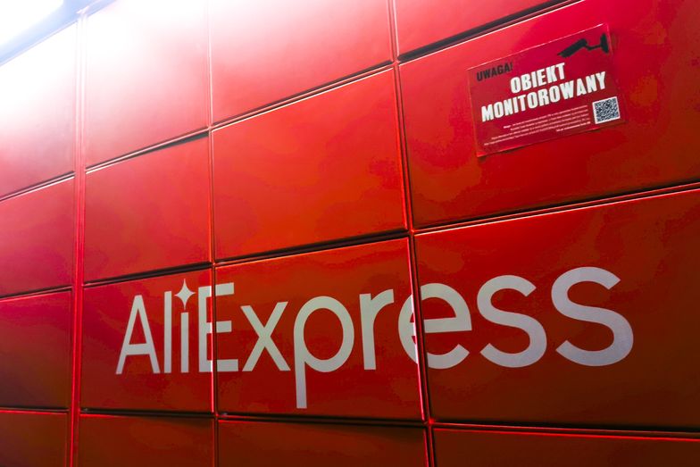 AliExpress logo is seen on a self-service delivery station in Gliwice, Poland on December 22, 2022. (Photo by Beata Zawrzel/NurPhoto via Getty Images)