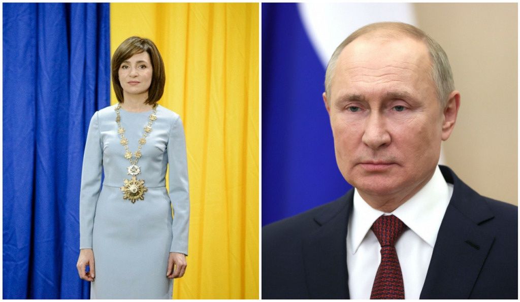 Prezydent Mołdawii Maia Sandu i Władimir Putin