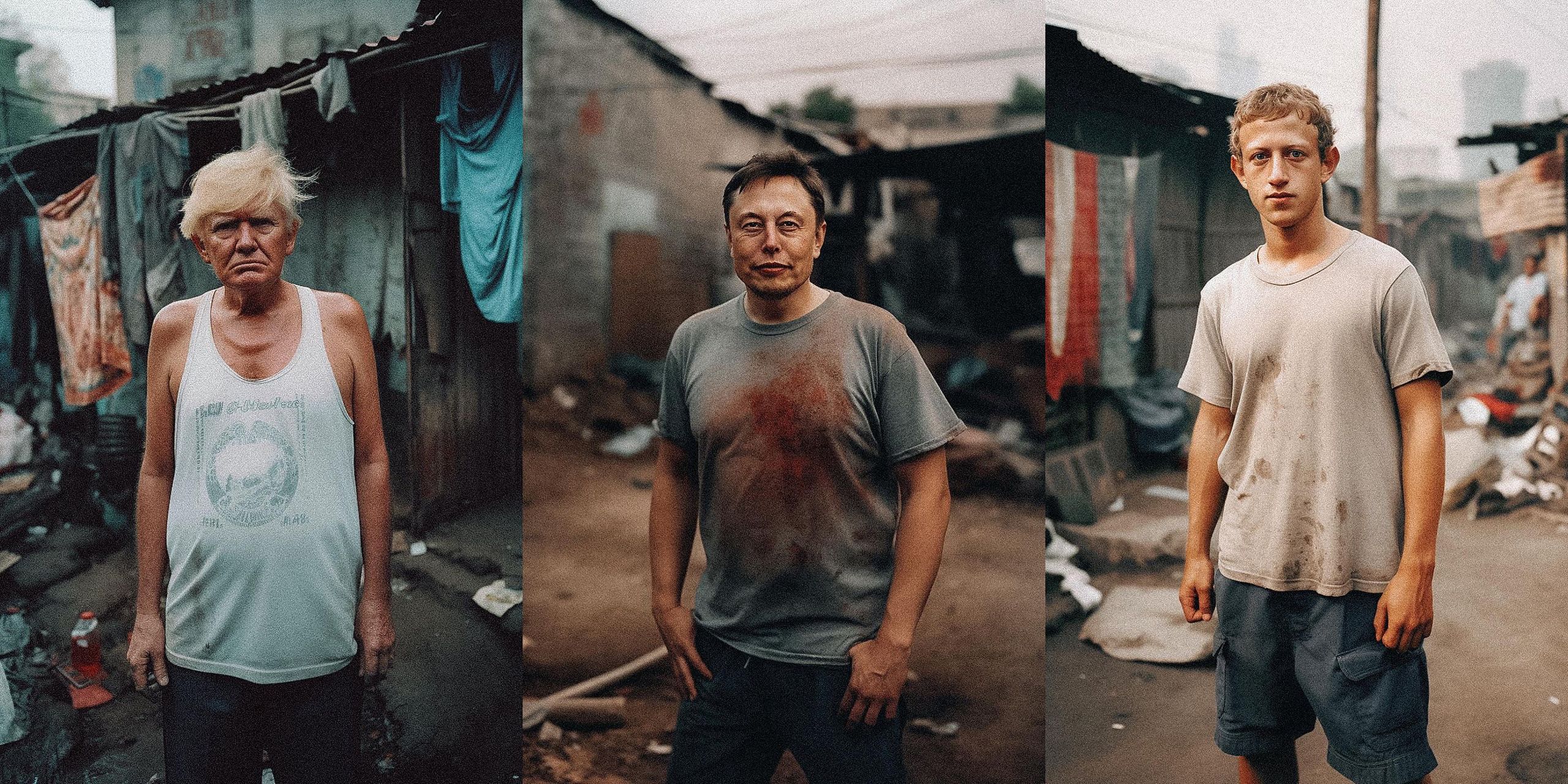 Miliarderzy: Donald Trump, Elon Musk oraz Mark Zuckerberg w alternatywnym wydaniu.