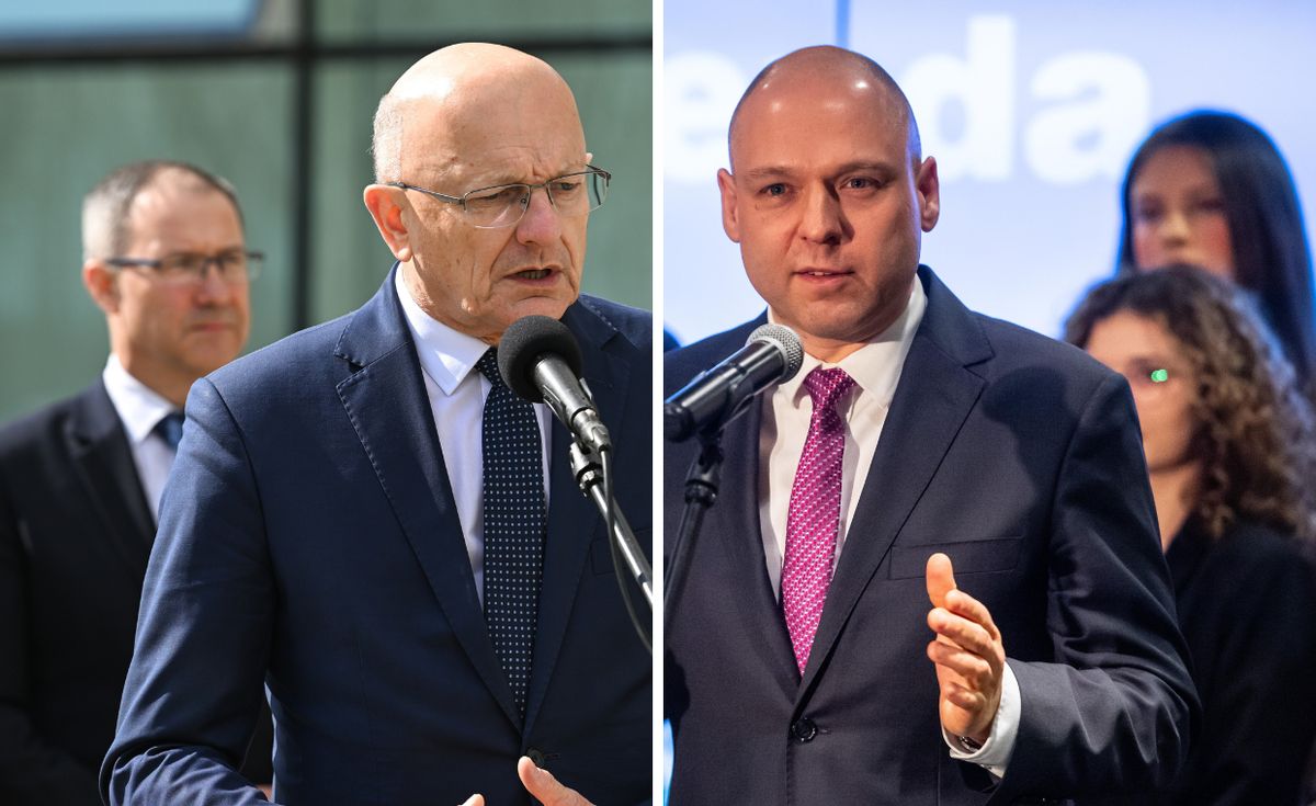 W wyścigu o fotel prezydenta Lublina wystartowało czterech kandydatów. Po prawej Robert Derewenda, po lewej Krzysztof Żuk 