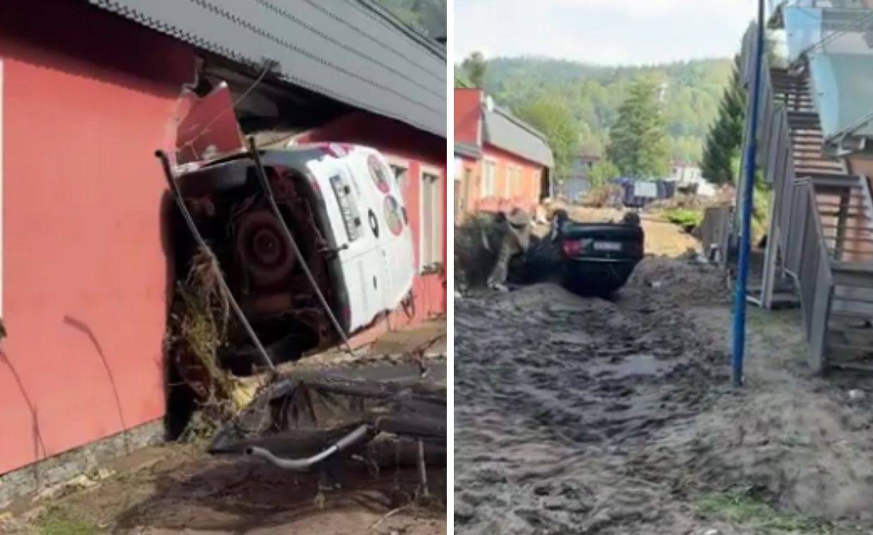 Samochody powbijane w ściany. Dramatyczne nagranie