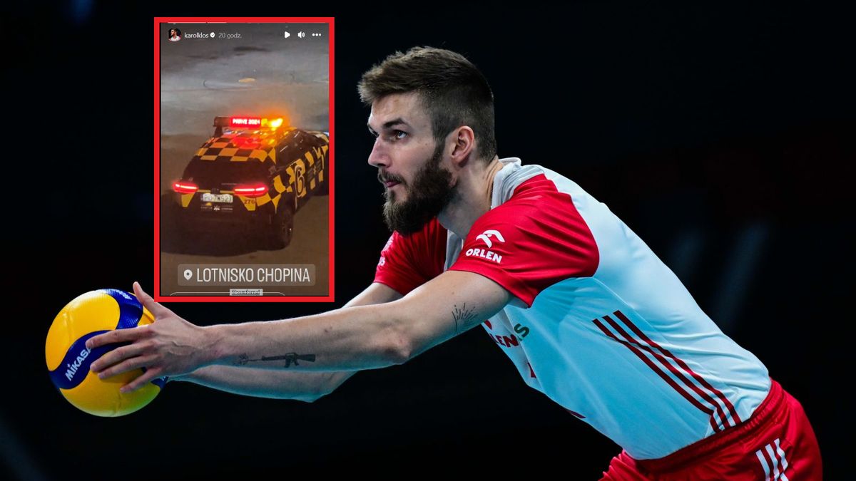 Na zdjęciu Karol Kłos w trakcie zagrywki. 