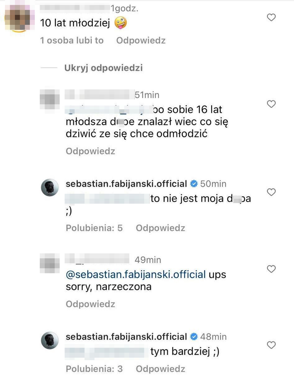 Komentarze pod zdjęciem Sebastiana Fabijańskiego