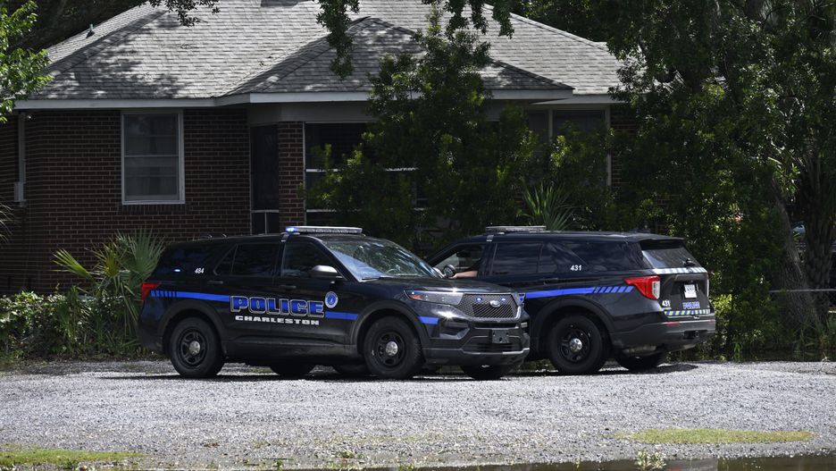 CHARLESTON, SOUTH CAROLINA, USA - AUGUST 31: A view of police cars as people try to recover from hurricane Idalia while they clean up in the morning after an overnight storm that flooded some areas in Charleston SC, United States on August 31, 2023. (Photo by Peter Zay/Anadolu Agency via Getty Images)