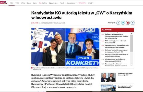 TVP zarzuca „Gazecie Wyborczej”, że pisze do niej polityk z bydgoskiej KO. "Już nie jest działaczem"