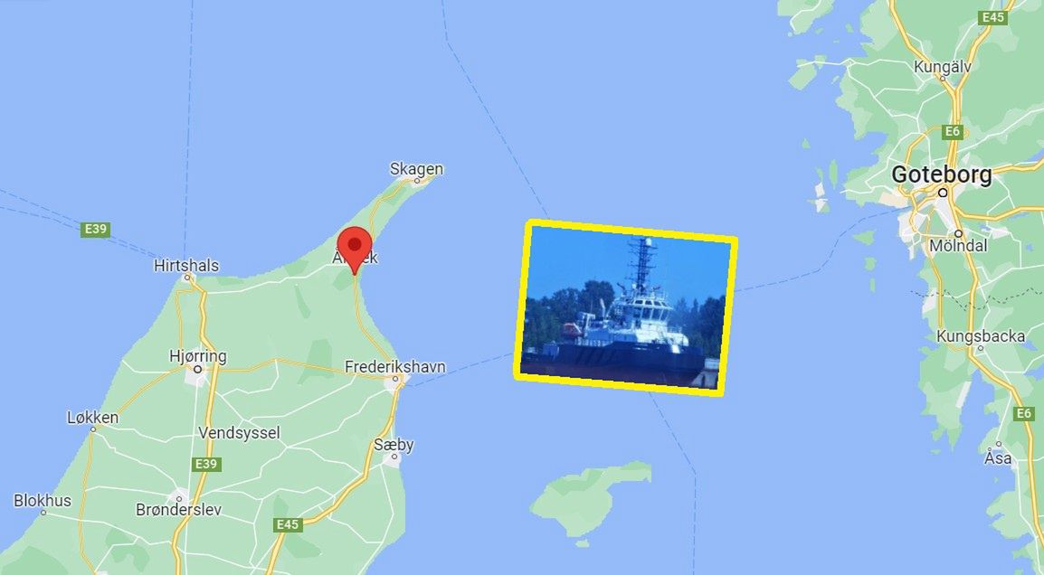 Rosyjski okręt ratowniczy zakotwiczył ok. 35 km od Ålbæk