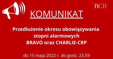 Stopnie alarmowe w Polsce przedłużone do połowy maja. Obowiązują Charlie-CRP oraz Bravo