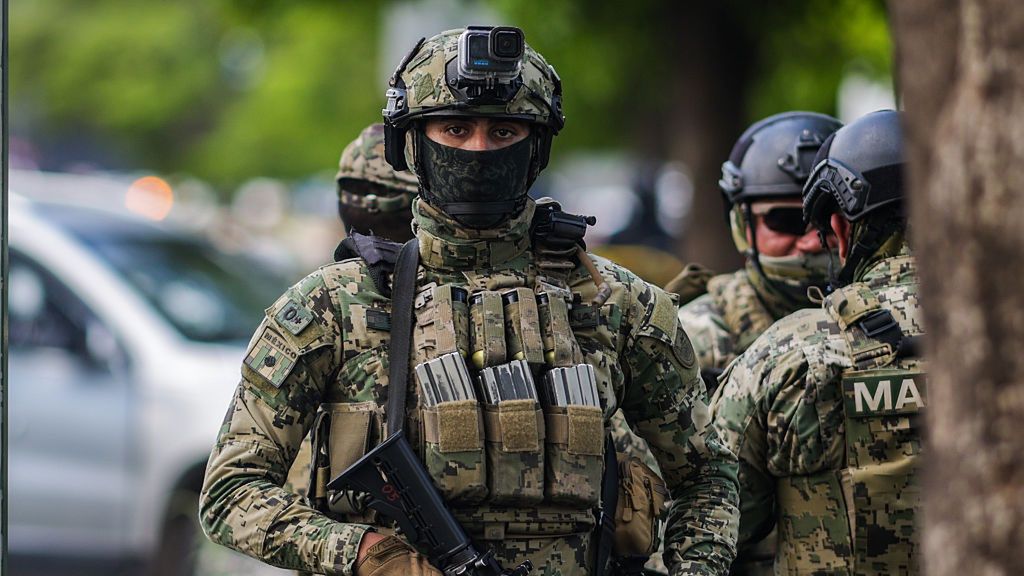 Commander "Nitro" killed after an attack in Mexico
SINALOA, MEXICO - JULY 15: David Cristobal Barraza Sainz, known as Commander "Nitro" within the Sinaloa State Police, was shot and killed after an attack that took place on Pedro Infante Boulevard at around 1:00 p.m in Sinaloa, Mexico on July 15, 2025. Commander "Nitro" is the 43rd police officer to be killed in the last 10 months of violence in Sinaloa, as a result of the internal conflict between factions of the Cartel de Sinaloa. Cristobal was traveling with his armored vehicle and was intercepted by an armed commando that ended his life. (Photo by Stringer/Anadolu via Getty Images)
Anadolu
nitro, commander, police officer, state police, damaged vehicle, police, killed