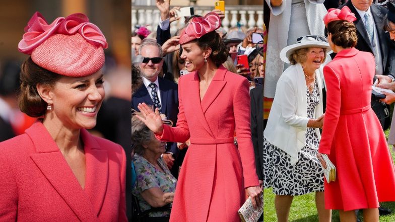 Kate Middleton paraduje w koralowej stylizacji na królewskim "garden party" (ZDJĘCIA)