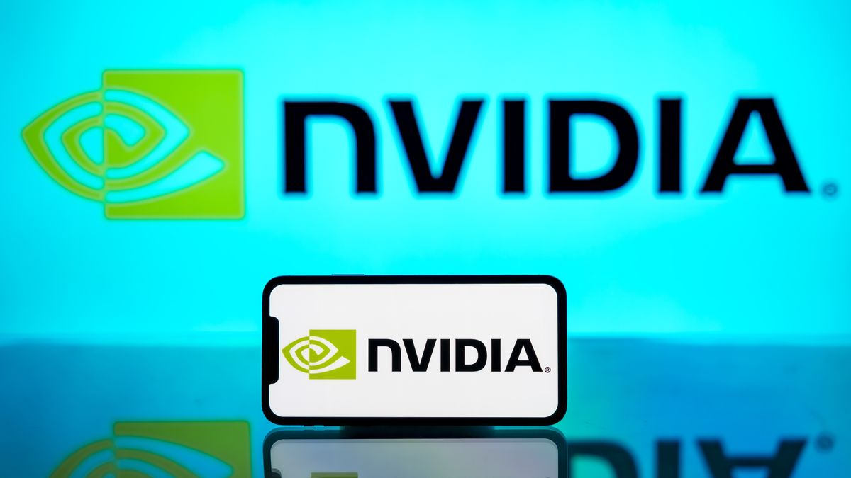 INDIA - 2024/05/17: In this photo illustration, the Nvidia logo is seen displayed on a mobile phone screen and in the background. (Photo Illustration by Idrees Abbas/SOPA Images/LightRocket via Getty Images)