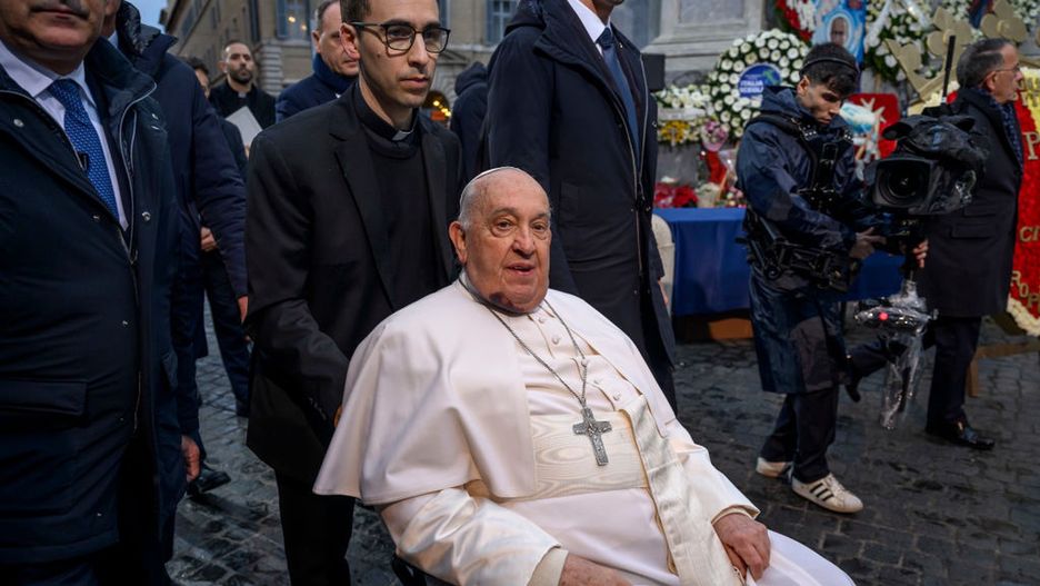 Pope Francis Marks The Solemnity Of The Immaculate Conception At The Spanish Steps
ROME, ITALY - DECEMBER 8: Pope Francis waves to faithful after the prayer to the Solemnity of the Immaculate Conception, on December 8, 2024 in Rome, Italy. On Sunday afternoon on the Immaculate Conception, Pope Francis performs the traditional Act of Veneration to the Blessed Virgin Mary before the statue of the Immaculate Conception. (Photo by Antonio Masiello/Getty Images)
Antonio Masiello