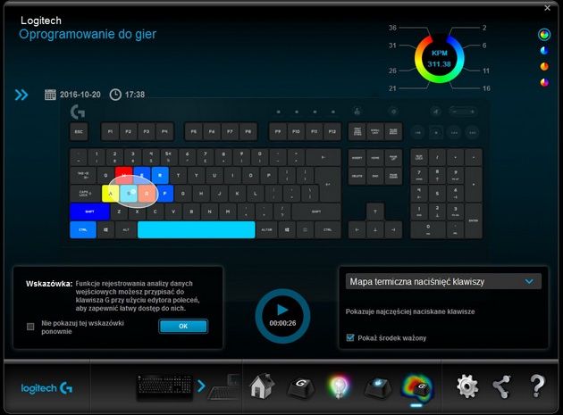 Logitech G213 Prodigy - mapa termiczna