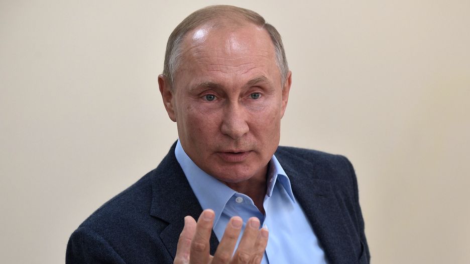 DAGESTAN, RUSSIA - SEPTEMBER 12, 2019: Russia's President Vladimir Putin meets with local veterans of the 1999 counter-terrorist operation in Dagestan in the village of Botlikh. Alexei Nikolsky/Russian Presidential Press and Information Office/TASS (Photo by Alexei Nikolsky\TASS via Getty Images)