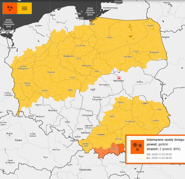 NOWE OSTRZEŻENIA METEOROLOGICZNE