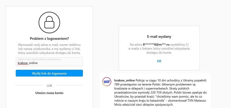 Konto na Instagramie krakow_online szerzy dezinformację i fake newsy