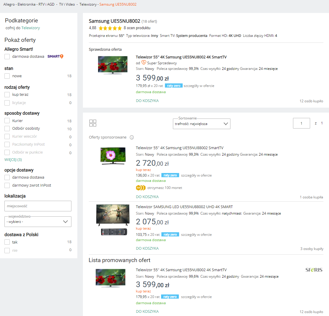lista ofert / Allegro