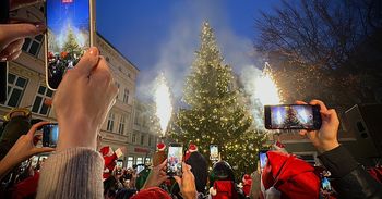 Zielona Góra: 12‑metrowa choinka rozbłysła na starówce