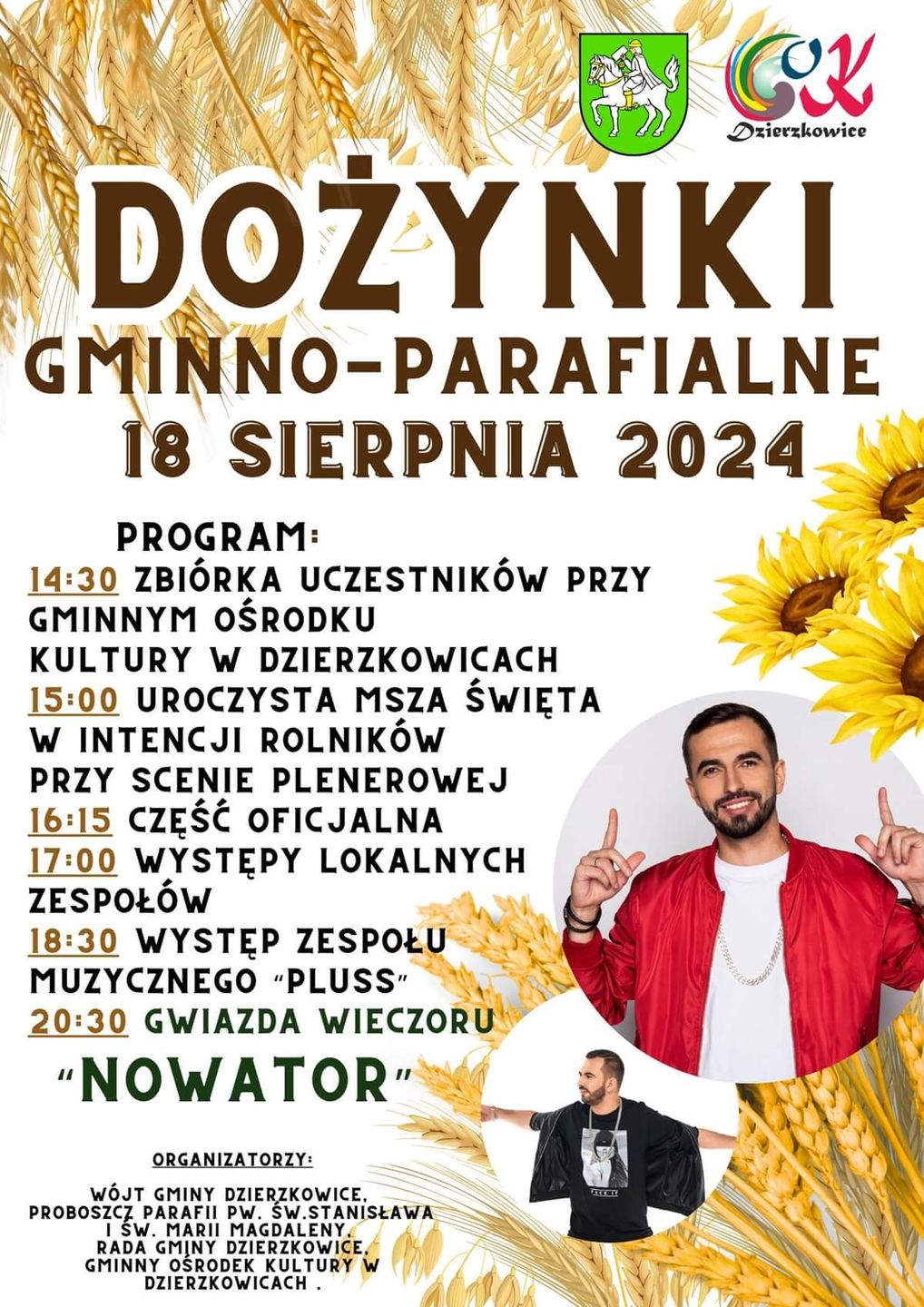Dożynki w Dzierzkowicach 2024 - plakat, program wydarzenia