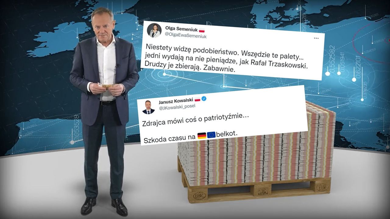 Donald Tusk i wpisy polityków Zjednoczonej Prawicy (Fot. Twitter)