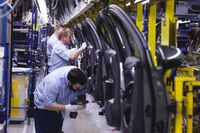 Opel Automobile Manufacture In Poland
Workers assemble the door units for Opel Astra automobiles on the production line at the Opel automobile plant in Gliwice, Poland, on Monday, March 6, 2017. The maker of Peugeot and Citroen cars will pay 1.8 billion euros ($1.9 billion) for GMs Opel unit and its U.K. sister brand Vauxhall, as the French manufacturer bolsters its defenses in a peaking market thats being transformed by technology, new competitors and Brexit. Photographer: Bartek Sadowski/Bloomberg via Getty Images
Bloomberg
Industrial, Automotive, Automobiles, Manufacture, Industry, Fabrication, Cars, Manufacturing