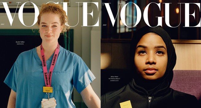 Położna, maszynista i sprzedawczyni na okładce brytyjskiego "Vogue"