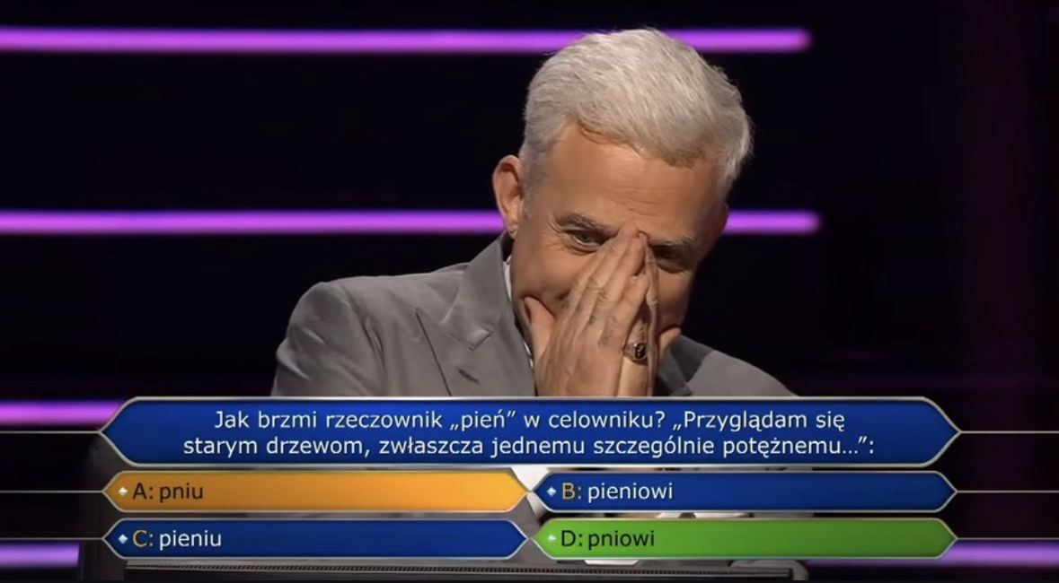 Hubert Urbański źle podpowiedział w „Milionerach”