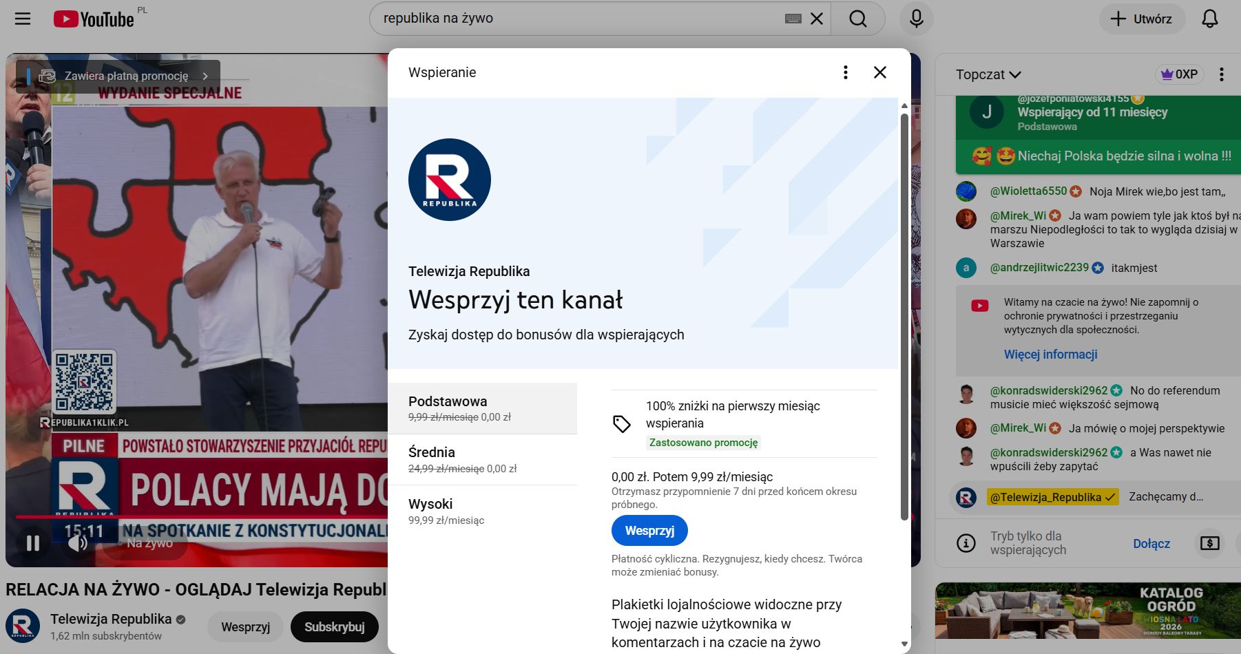 Republika podniosła opłaty za pisanie na jej czacie