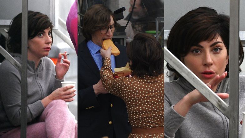 Lady Gaga odpoczywa na papierosku i karmi kanapką Adama Drivera (ZDJĘCIA)
