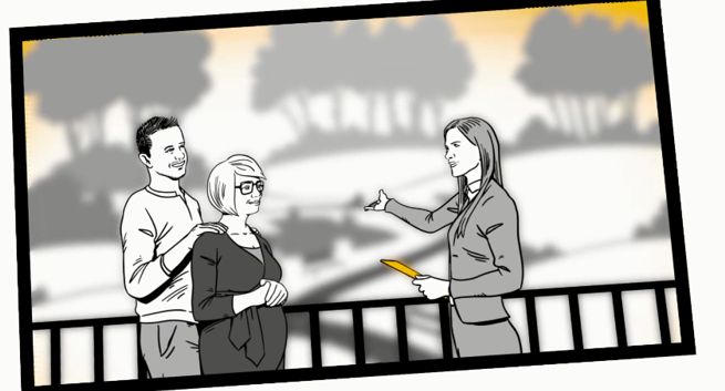 Agent nieruchomości i doradca pomagają w kupnie mieszkania w reklamie Metrohouse (wideo)