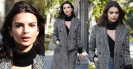 Emily Ratajkowski w płaszczu za 12 tysięcy