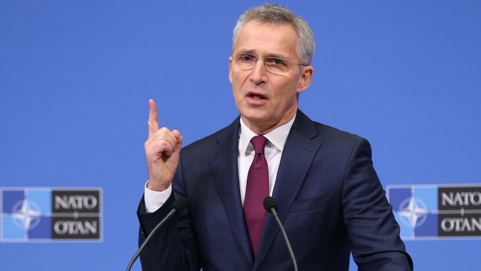 BRUSSELS, BELGIUM - FEBRUARY 11: NATO Secretary-General Jens Stoltenberg gives a press conference on the agenda of NATO Defense Ministers' Meeting in Brussels, Belgium on February 11, 2020. (Photo by Dursun Aydemir/Anadolu Agency via Getty Images)