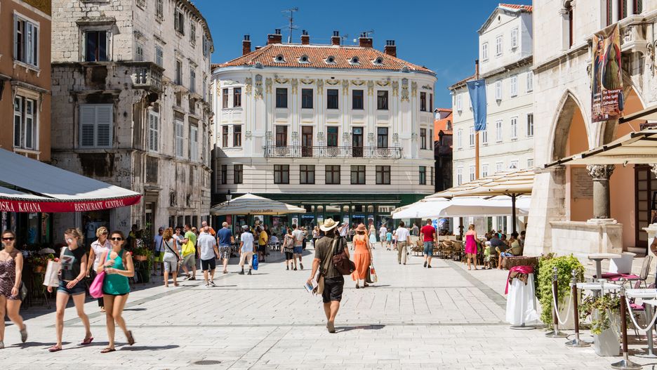 chorwacja, split, ulica, dalmacja, miasto, pejzaż, turystyka, ludzie