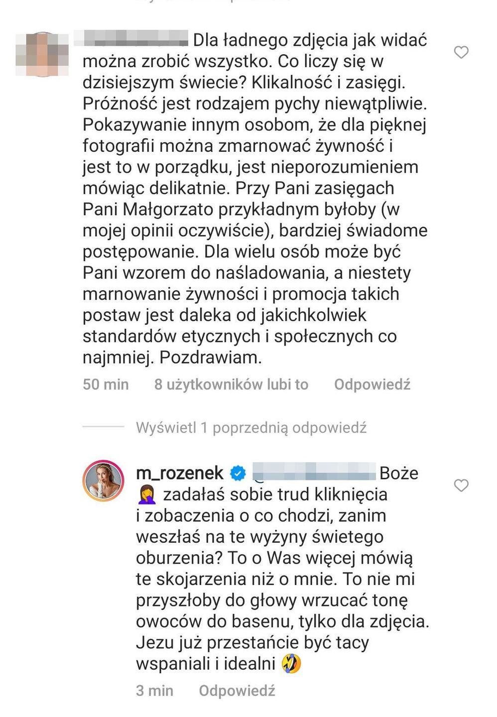 Małgorzata Rozenek odpowiada na komentarze internautów