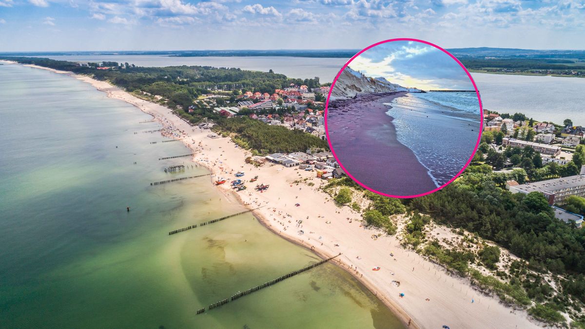 Nietypowy kolor piasku na plaży przykuwa uwagę