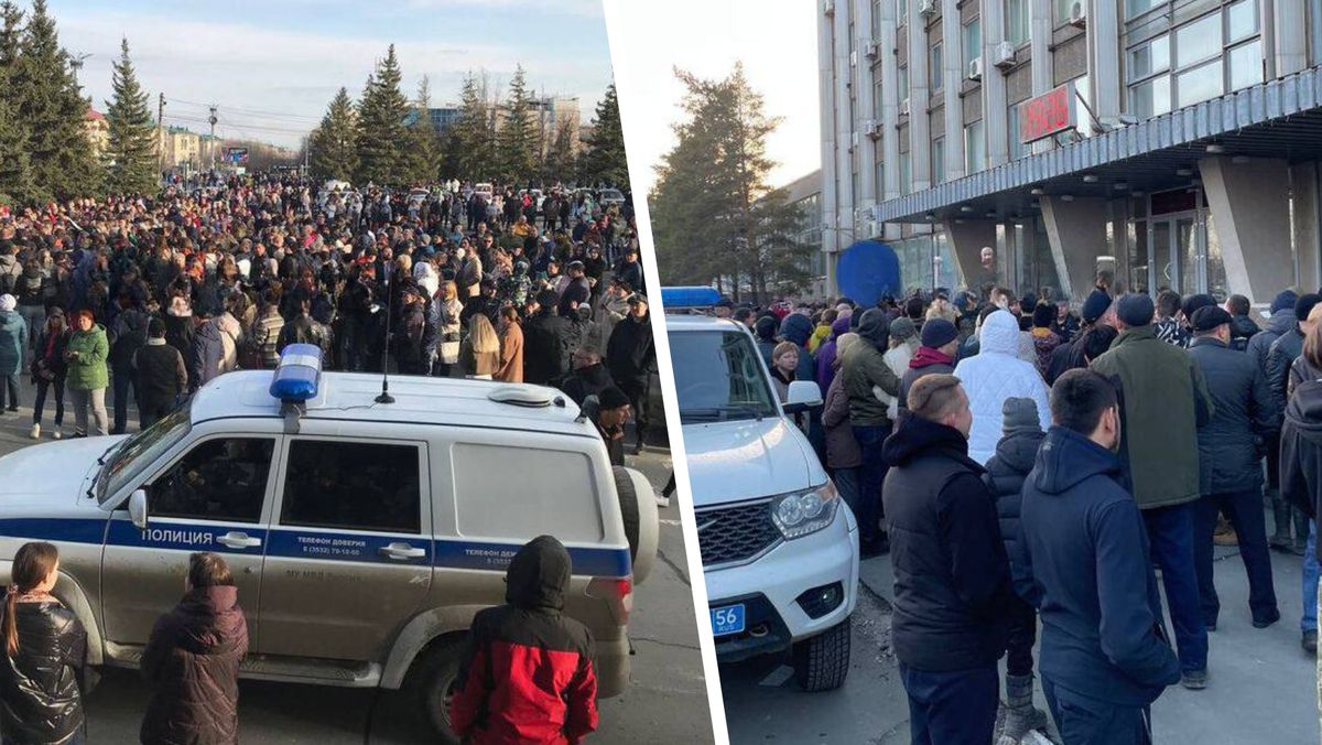 "Wstyd, hańba". Setki wściekłych Rosjan przed ratuszem w Orsku