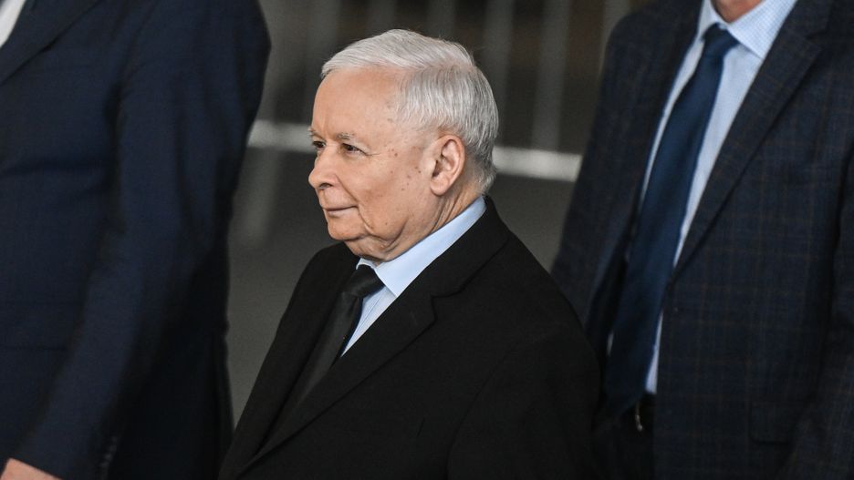 RZESZOW, POLAND - OCTOBER 08: The leader of the right-wing Law and Justice party, Jaroslaw Kaczynski  arrives for a campaign convention at the G2A Arena on October 08, 2023 in Rzeszow, Poland. Parliamentary elections will be held in Poland on 15 October 2023 to elect members of the lower house of parliament and Senate. (Photo by Omar Marques/Getty Images)
