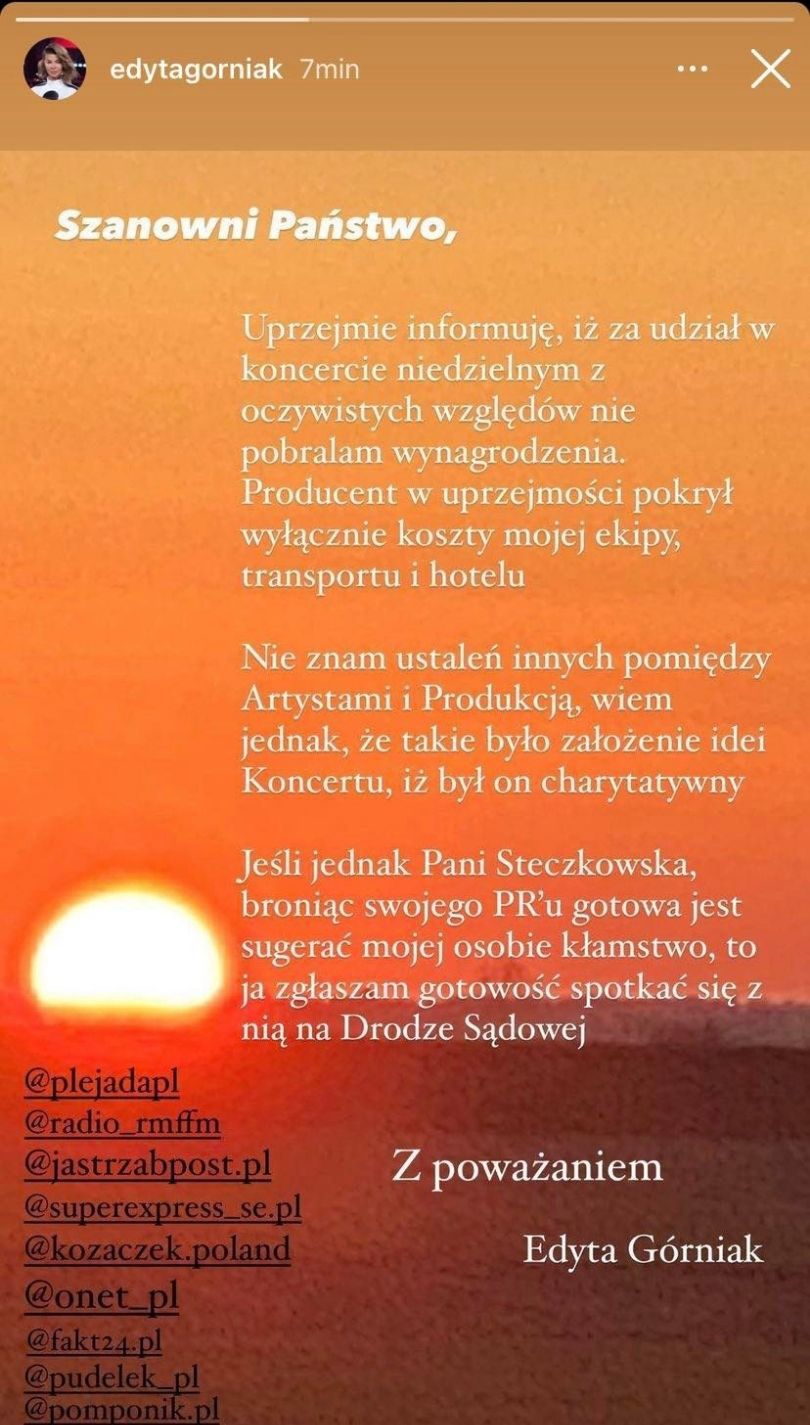 Edyta Górniak odpowiada Justynie Steczkowskiej