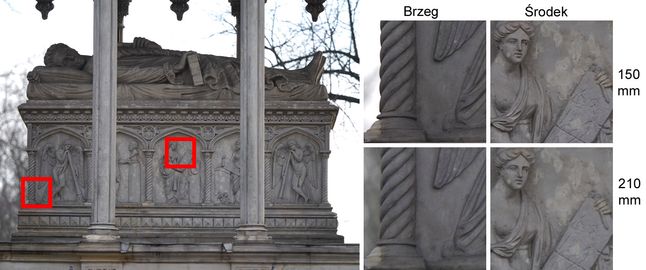 Pełna rozdzielczośćNajdłuższa ogniskowa, otwarta przysłona. Bez telekonwertera oraz z nim. Nie podejrzewałem, że TC 1,4x aż tak pogorszy ostrość obrazu. Przyznać jednak muszę, że obraz na brzegach klatki prezentuje się lepiej, niż by to wynikało z zaledwie 2000 lph uzyskanych na zdjęciu tablicy testowej.© Paweł Baldwin