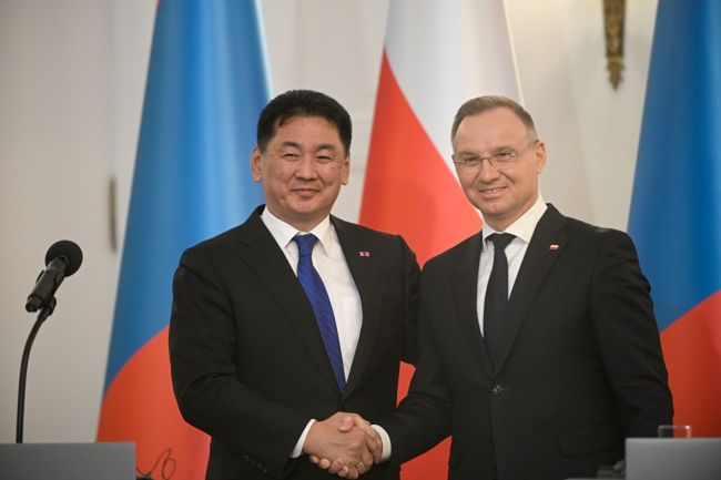 Andrzej Duda oraz prezydent Mongolii Ukhnaagiin Khurelsukh