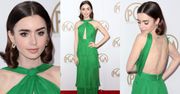 Lily Collins pozuje na imprezie w Hollywood