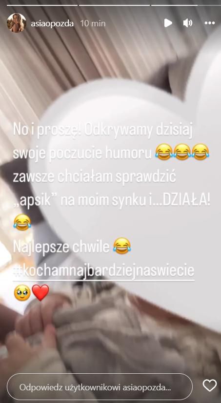 Joanna Opozda pokazała, jak jej syn się śmieje