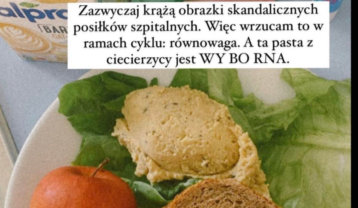 Aleksandra Domańska komentuje jedzenie w szpitalu - Pyszności; foto: Instagram: domanska_naprawde