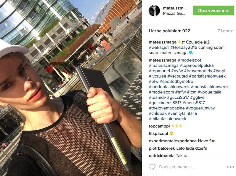 Mateusz Maga na Milan Fashion Week