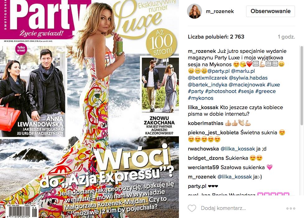 Małgorzata Rozenek na okładce Party de Luxe (sesja na Mykonos)