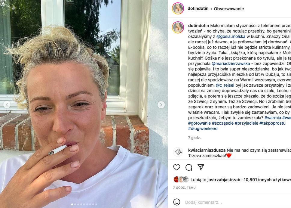 Dorota Szelągowska bez makijażu i z papierosem